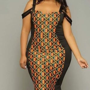 D'iyanu Color Block African Print Midi Dress